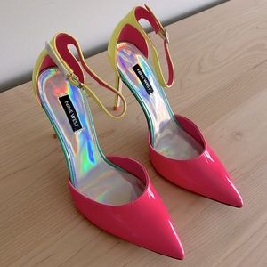 Nine West pumps, pink, yellow & teal, size 8.5, never worn